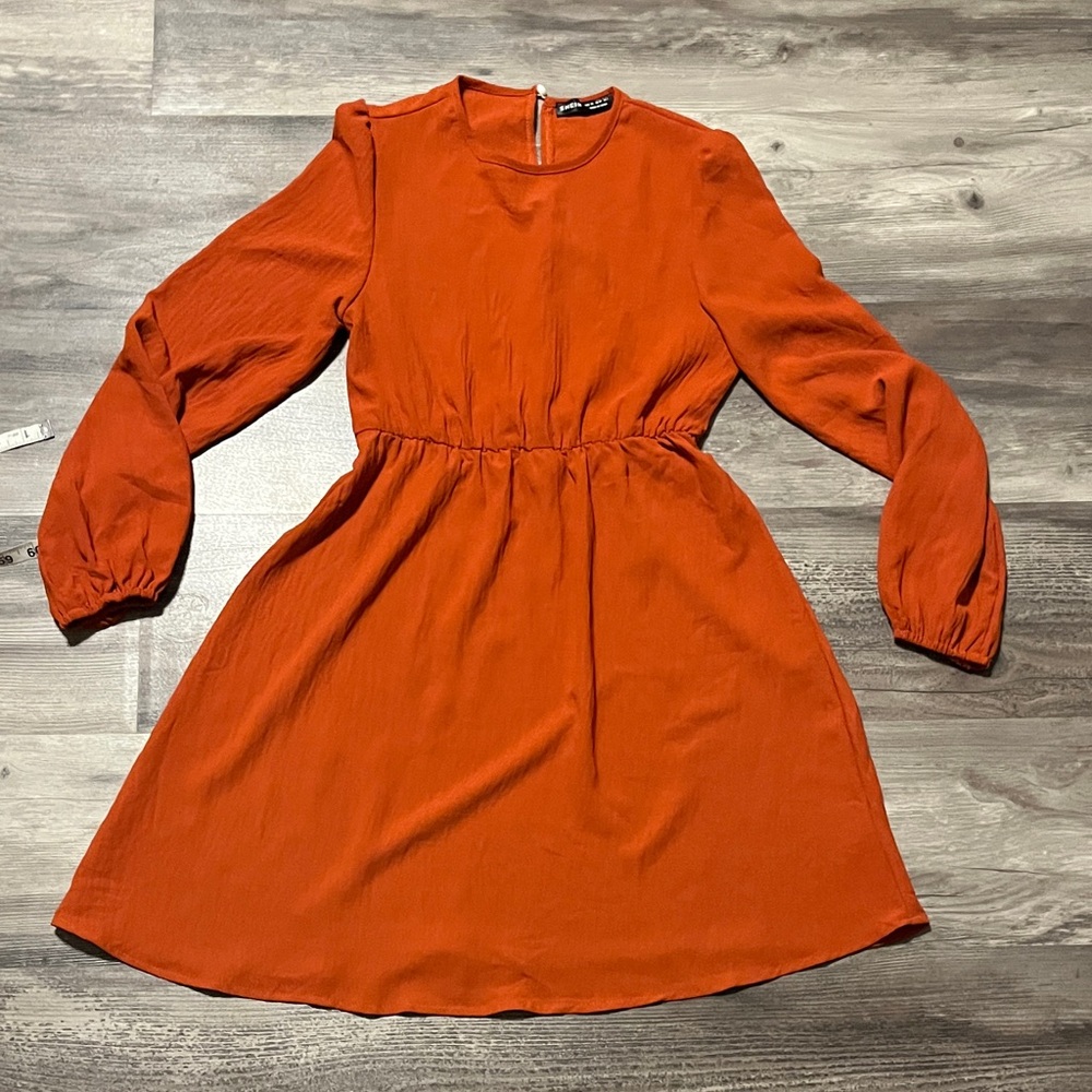 SHEIN Vibrant Orange Long Sleeve Dress